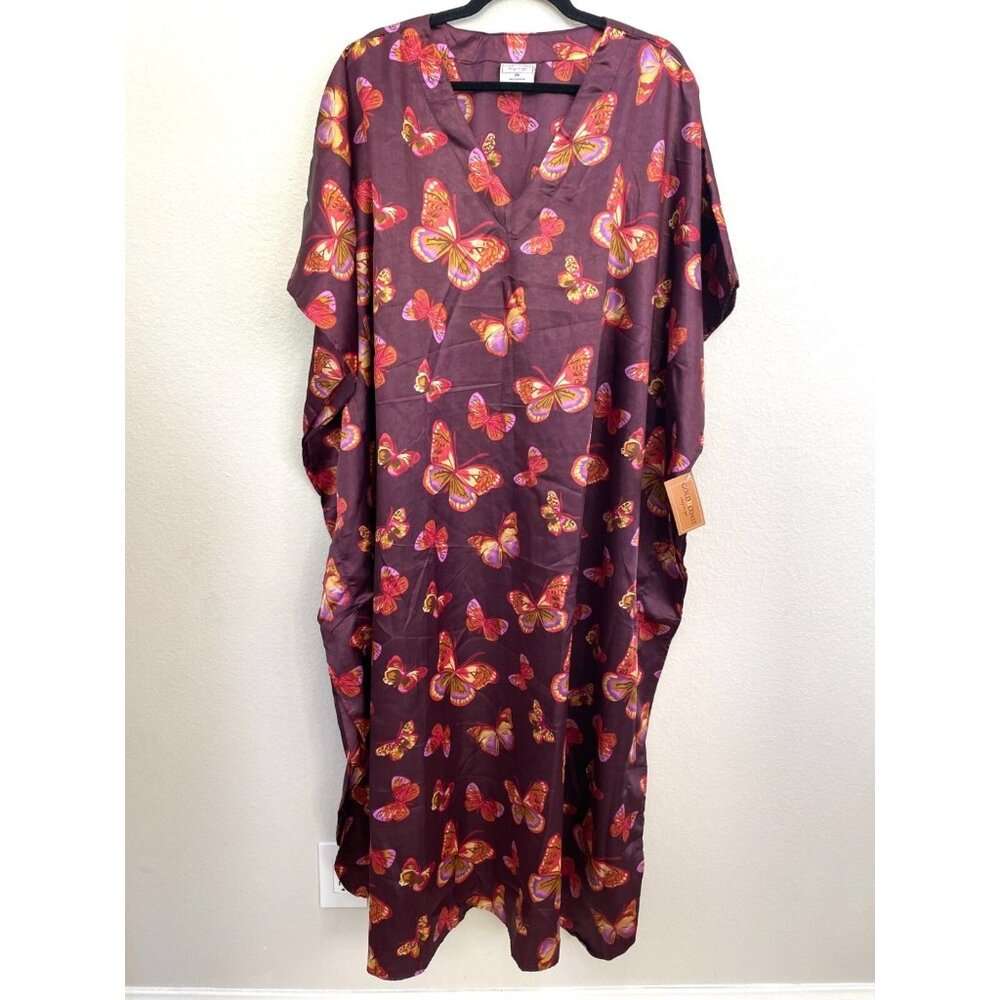 NEW‎ Gold Coast Womens One Size Butterfly Print Kaftan Dress